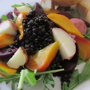 Black Lentil Beet Salad with Yogurt Vinaigrette