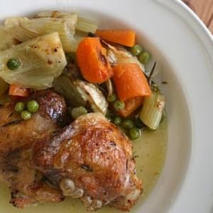 Roast Chicken Thighs with Fennel and Peas