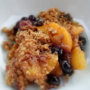 Oaty Peach and Blueberry Crumble