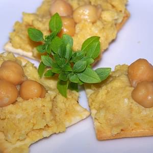 Hummus-ish And Chickpeas On Crackers