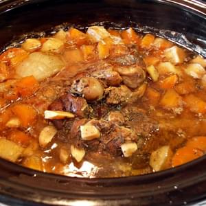 Slow Cooked Pulled Lamb with White Wine & Root Vegetables