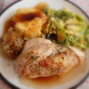 Roasted Chicken Breasts with Stir Fried Fennel Sprouts