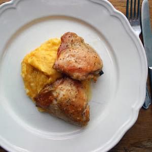 Sous Vide Chicken Thighs With Cauliflower, Squash And Potato Mash