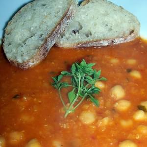 Chickpea, Tomato, Red Lentil & Basil Soup