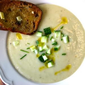 Lemongrass Vichyssoise served with Caramelised Onion and Thyme Bread
