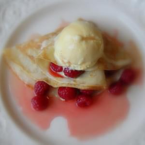 Honey and Raspberry Pancakes
