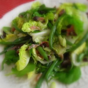 Baby Gem and Green Bean Salad with a Prosciutto and Prune Dressing