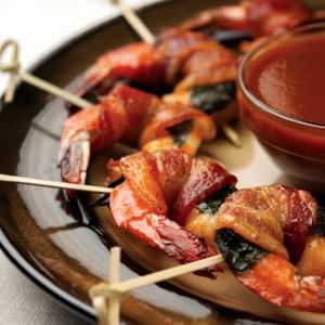 Bacon Basil-Wrapped Shrimp