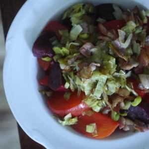 Roasted Beet Salad with Frizzled Leeks and Bacon