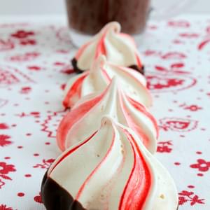 Chocolate-Dipped Candy Cane Meringues
