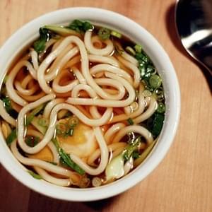 Udon Noodle Soup with Bok Choy and Poached Egg