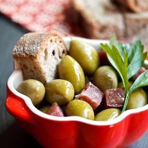 Warm Spanish Olives with Salami