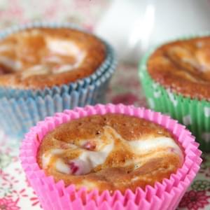 Raspberry and Cream Swirled Pumpkin Muffins