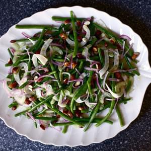 Green Bean Salad with Pickled Red Onions and Fried Almonds