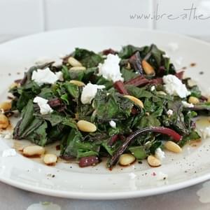 Wilted Beet Greens w/ Goat Cheese & Pine Nuts