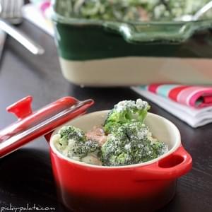 Creamy Bacon and Roasted Red Pepper Broccoli Bake