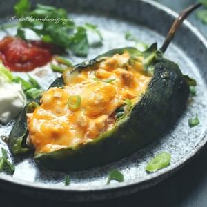 Cheesy Chicken Stuffed Poblanos – Low Carb and Gluten Free