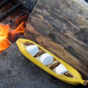 Campfire Banana Boat Chocolate Caramel S'mores
