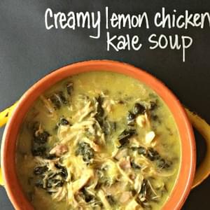 Crockpot Creamy Lemon Chicken Kale Soup