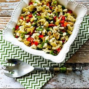Roasted Cauliflower Salad with Feta, Capers, Red Bell Pepper, and Green Onion