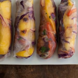 Grilled Mango and Spicy Cabbage Spring Rolls