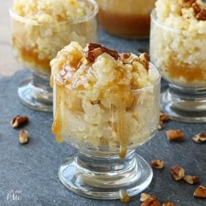 Old Fashion Rice Pudding Recipe with Salted Caramel and Toasted Pecans