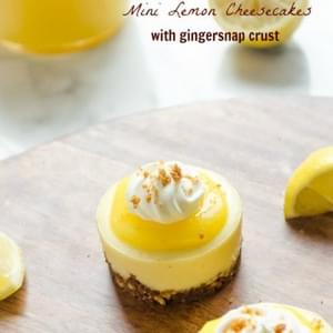 Mini Lemon Cheesecakes with Gingersnap Crust {GF}