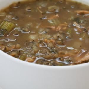 Turkey and Wild Rice Soup with Cabbage, Parsley, and Sage