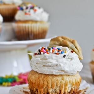 Chewy Chocolate Chip Cookie Bottomed Cupcakes