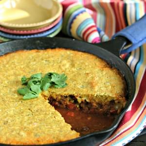 Skillet Chili Pie with Cornbread Topping
