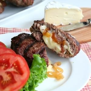Brie and Caramelized Onion Stuffed Burgers