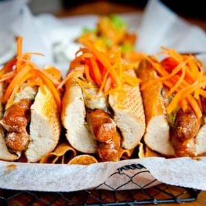Merguez Dogs With Pickled Carrots And Cumin Aioli