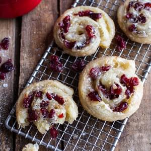 (Idiot Proof) 5-Ingredient Cranberry + Brie Cinnamon Sugar Puff Pastry Swirls.