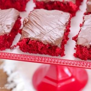 Red Velvet Sheet Cake with Nutella Fudge Icing