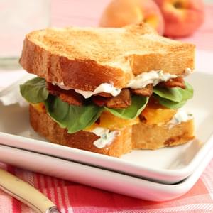 Bacon “Lettuce” and Peach Sandwich with Basil Mayo