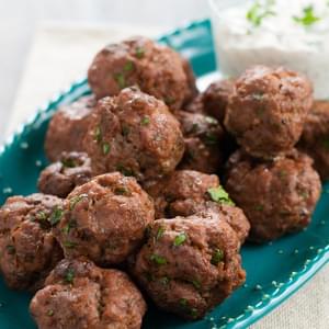 Snappy Cocktail Meatballs with Creamy Mustard Sauce