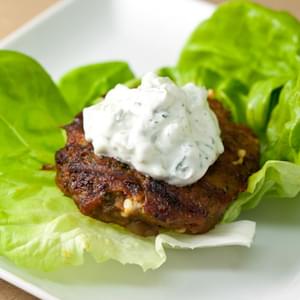 Spiced Turkey Burgers with Green Olives and Feta