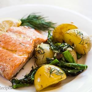 Oven-Roasted Salmon, Asparagus and New Potatoes