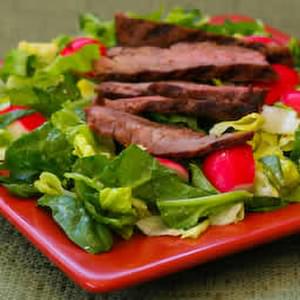 Leftover Steak Salad with Spinach, Radishes, and Gorgonzola Vinaigrette