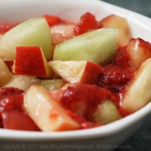 E’s Fruit Salad with Strawberry Sauce