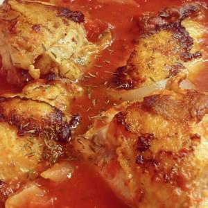 Braised Chicken Thighs with Tomatoes and Garlic