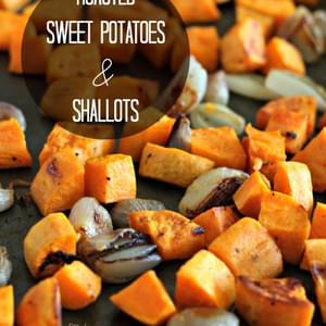 Maple Mustard Roasted Sweet Potatoes and Shallots