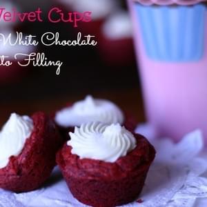 Red Velvet Cups with White Chocolate Amaretto Filling
