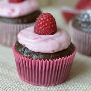 Healthier Chocolate Cupcakes With Raspberry Cream Cheese Frosting