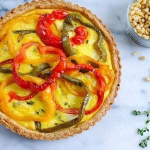 Bell Pepper Quiche with Pine Nut Crust