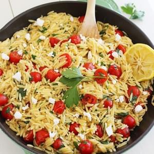 One-Pan Greek Orzo with Tomatoes and Feta