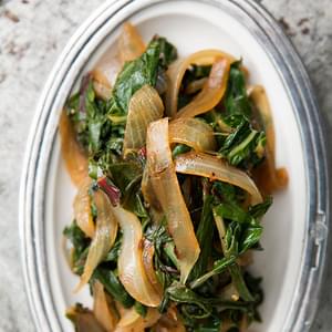 Sautéed Chard and Onions with Caraway