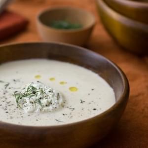 Roasted Cauliflower & Potato Soup with Dill Whipped Cream