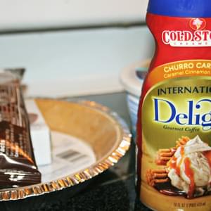Five Ingredient Chocolate Churro Caramel Frozen Pie