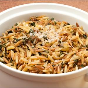 Toasted Orzo Pilaf with Garlic and Spinach